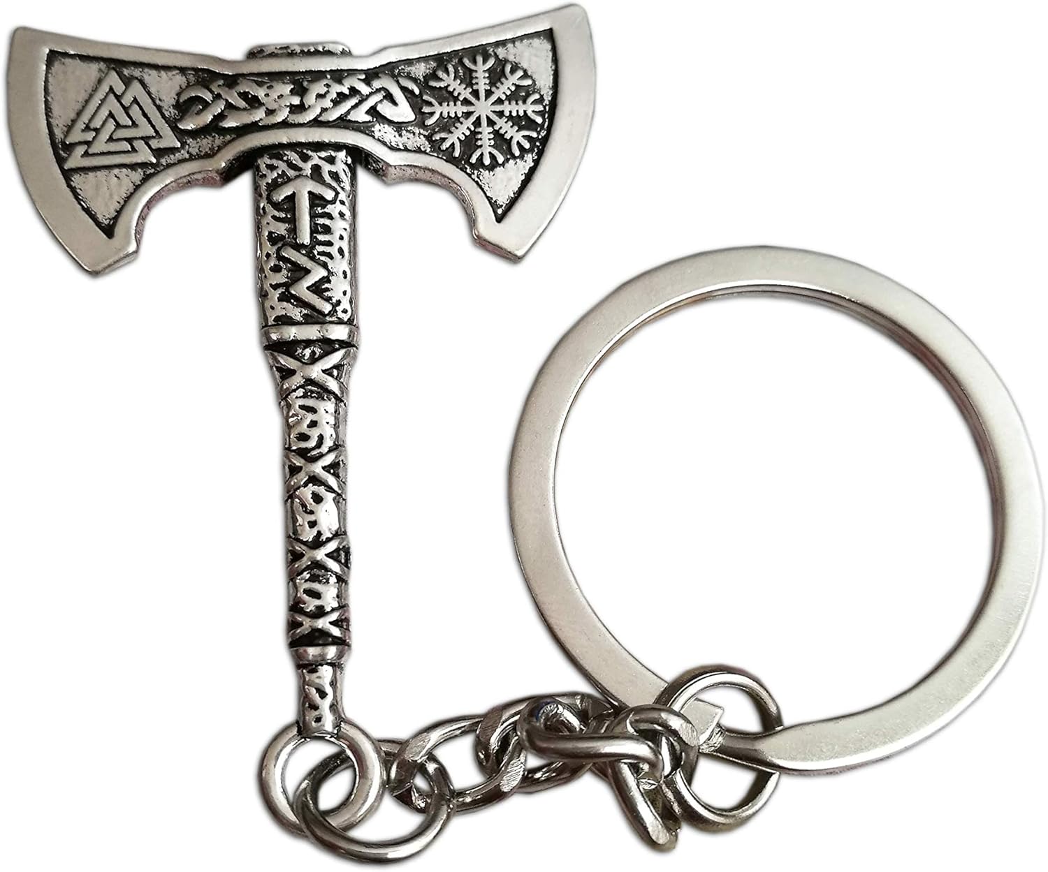 Eillwin Viking and Nordic Vintage Rune Amulet Keyring, Silver - Image 3