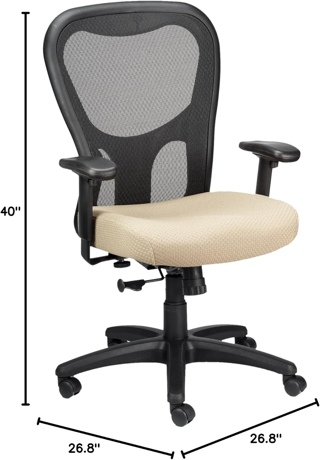 Tempur-Pedic TP9000C Mesh Swivel Task Chair with Tempur Material, Cooling Gel Layer, Adjustable Armrests, and Lumbar Support, Beige