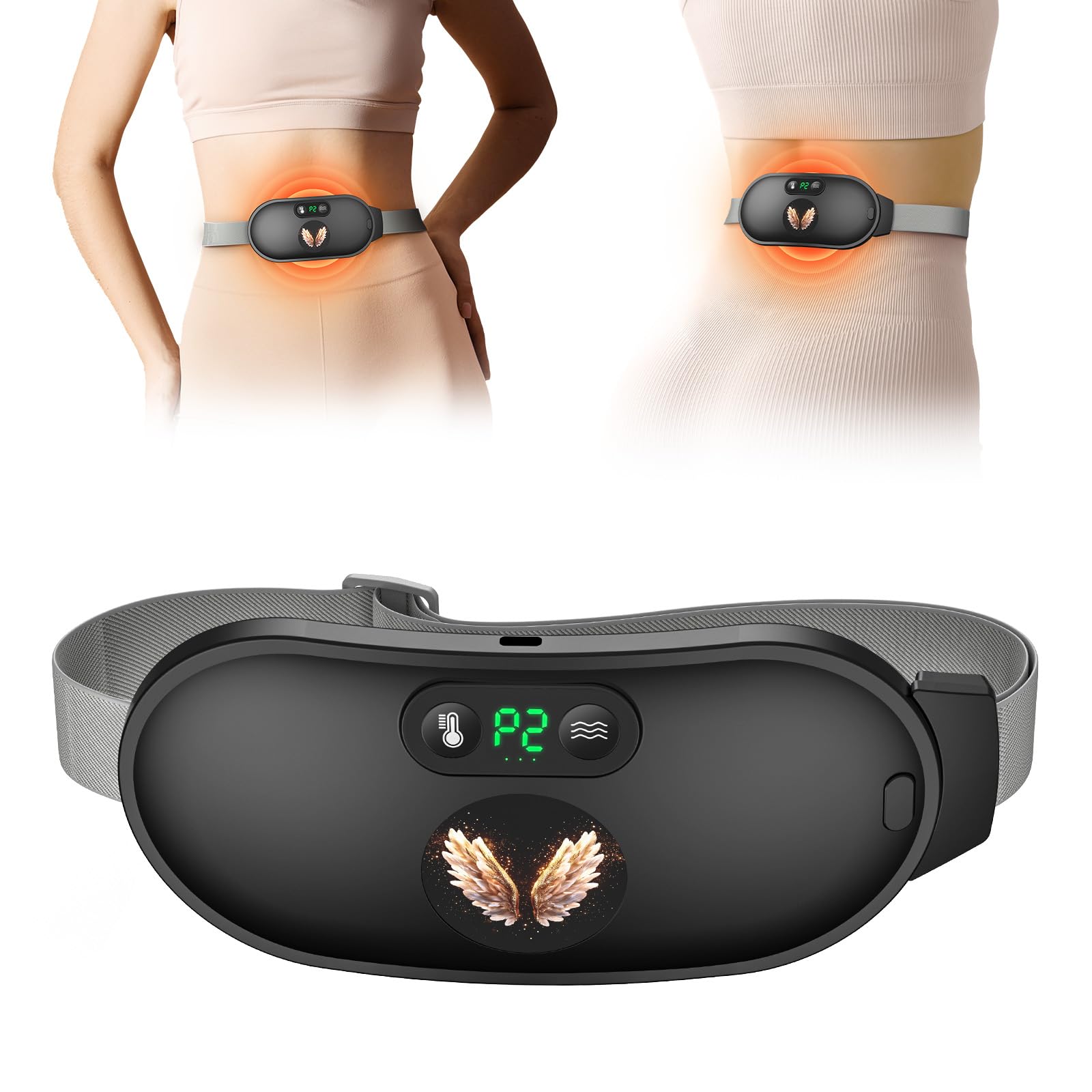 Heating Pad for Period Cramps, Fast Heating with 6 Heat Levels and 6 Massage Modes, Portable Wireless Menstrual Heating Pad for Cramp Relief, Rechargeable Electric Period Massager for Women Girls