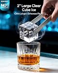 EUHOMY 2'' Clear Ice Cube Maker Countertop with APP, 2 Square Ice Ready in 27 Mins for Whiskey, Slow-Melting & Self-Cleaning, 110 Pcs/Day, 24H Timer, Clear Ice Maker with Ice Tong for Home/Bar/Party