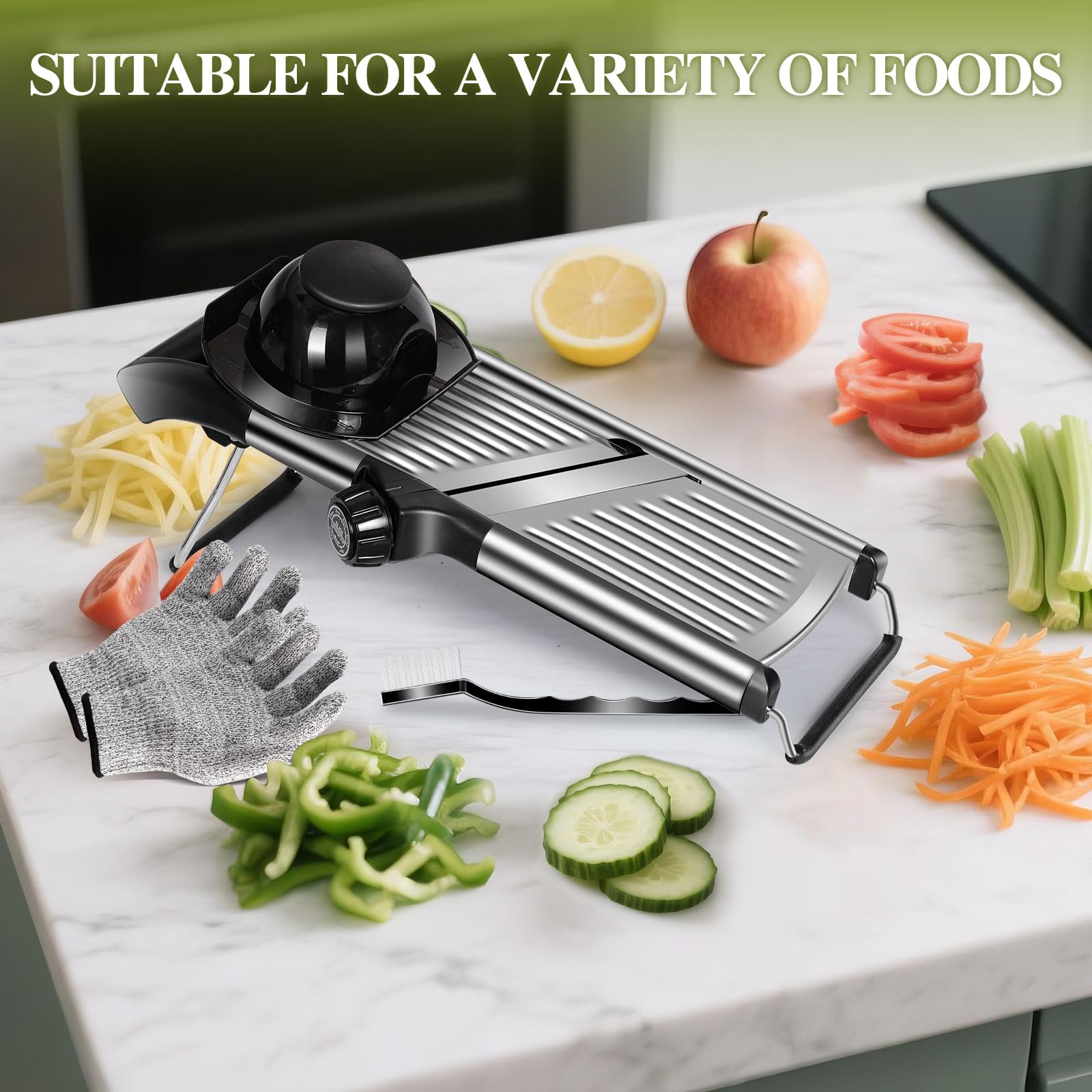 MASTERTOP Mandolina Affettatrice Professionale, Mandoline Giapponese in Acciaio Inox per Verdure, Mandolina Vegetale Regolabile con Lame Affilate, Affetta Verdure Cucina per Patate, Carote, Cipolle