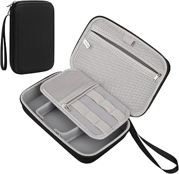 Teskyer Travel Cable Organizer, Rigid Case, Waterproof, Better Protection, Large Capacity, Portable, Travel Accessories, 14 x 22 x 6.5 cm, Black