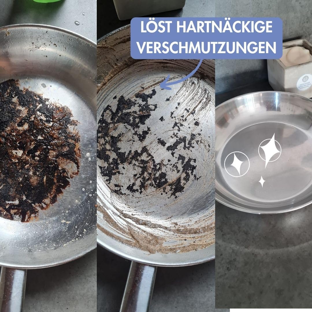 Spülseife, Festes Spülmittel, Geschirrseife im stabilen Betonblock | Vegan | Palmölfrei | Biologisch abbaubar | 300 Gramm