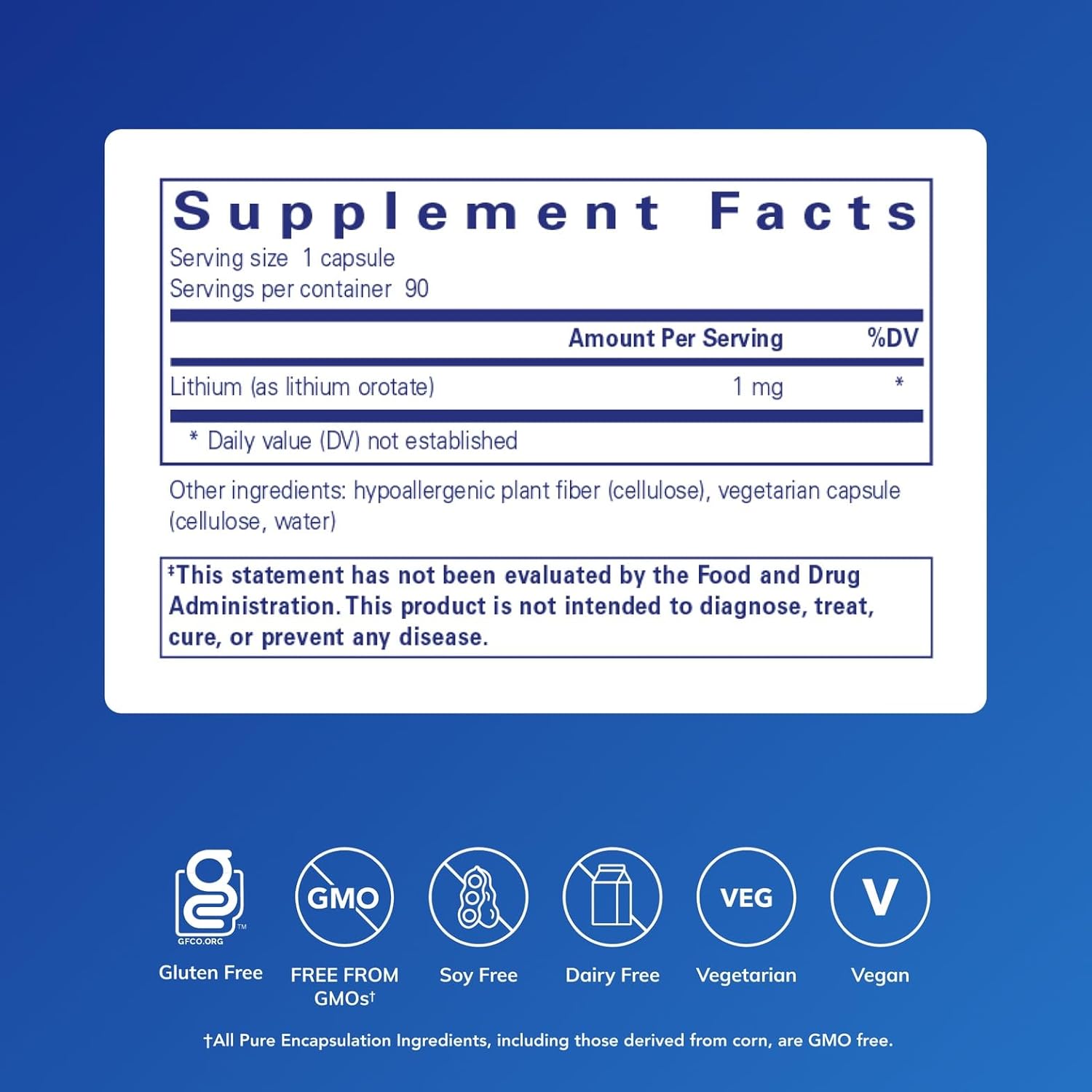 Pure Encapsulations Lithium (Orotate) 1 mg | Support for Calmness and Behavior | 90 Capsules - Image 2