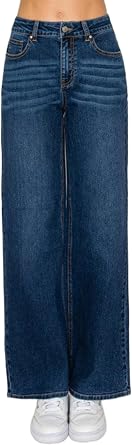 WAX JEAN Collection Womens Low Rise Basic Wide Leg Jeans