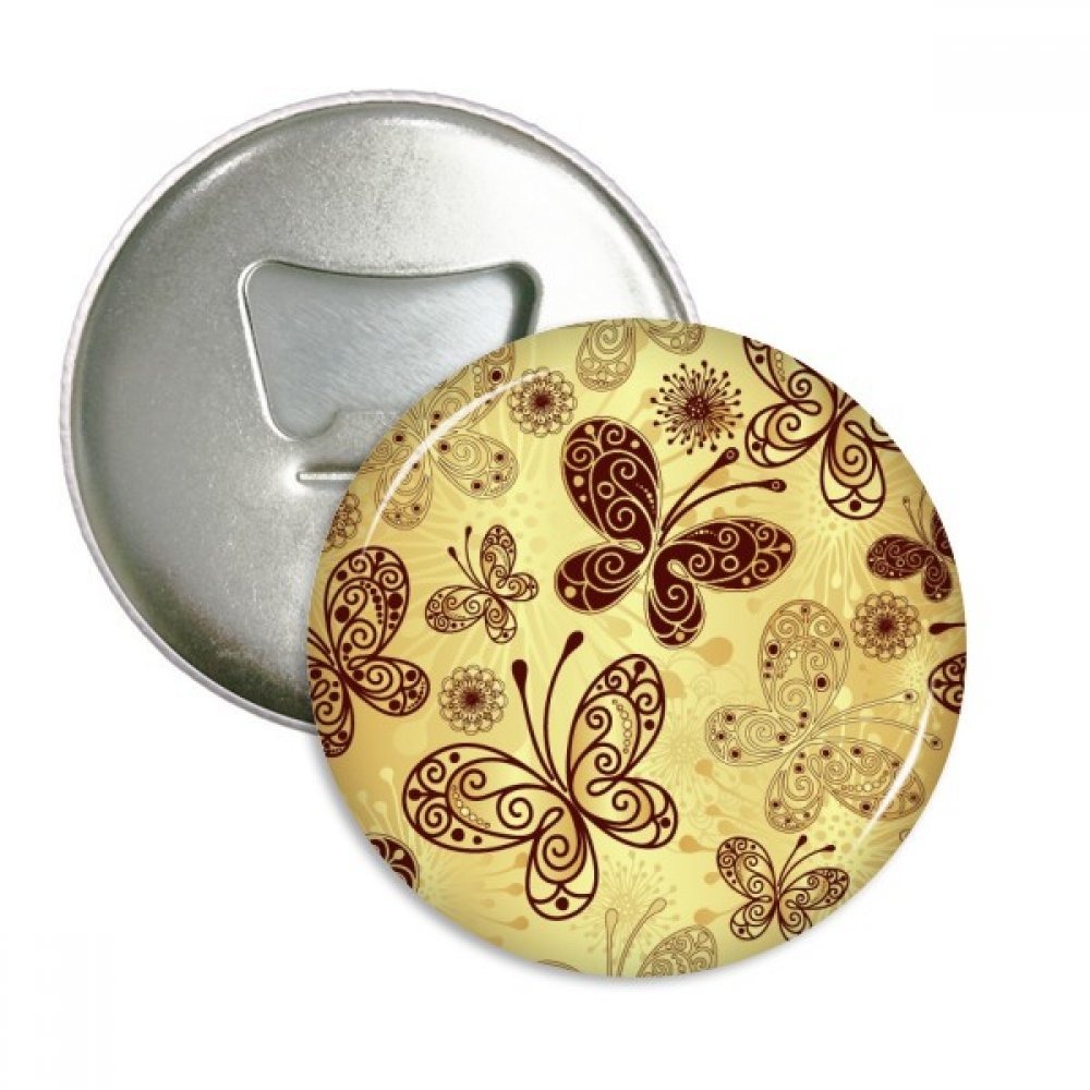Aimants réfrigérateur papillon jaune DIYthinker de poche avec bouton d'insigne rond 3pcs