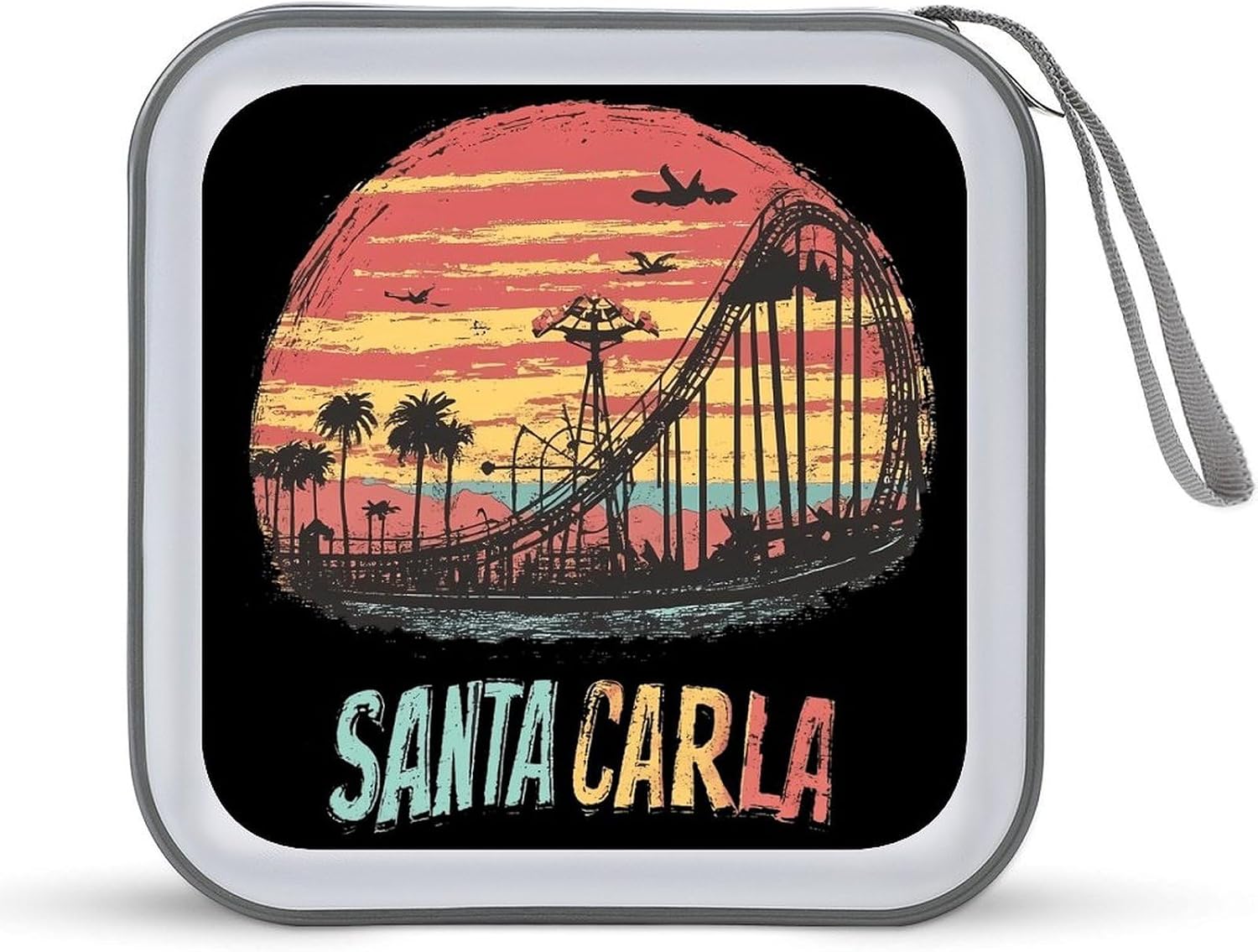 Vintage Santa Carla Sunset Protective CD Case Storage Rack 40 Capacity DVD Holder Organizer Car Travel