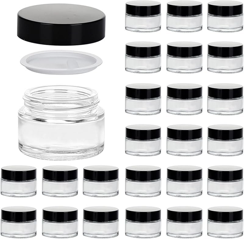 11 Hoa Kinh Frascos de Vidro Transparente com Tampa de Rosca, 30 mL, Pacote com 25