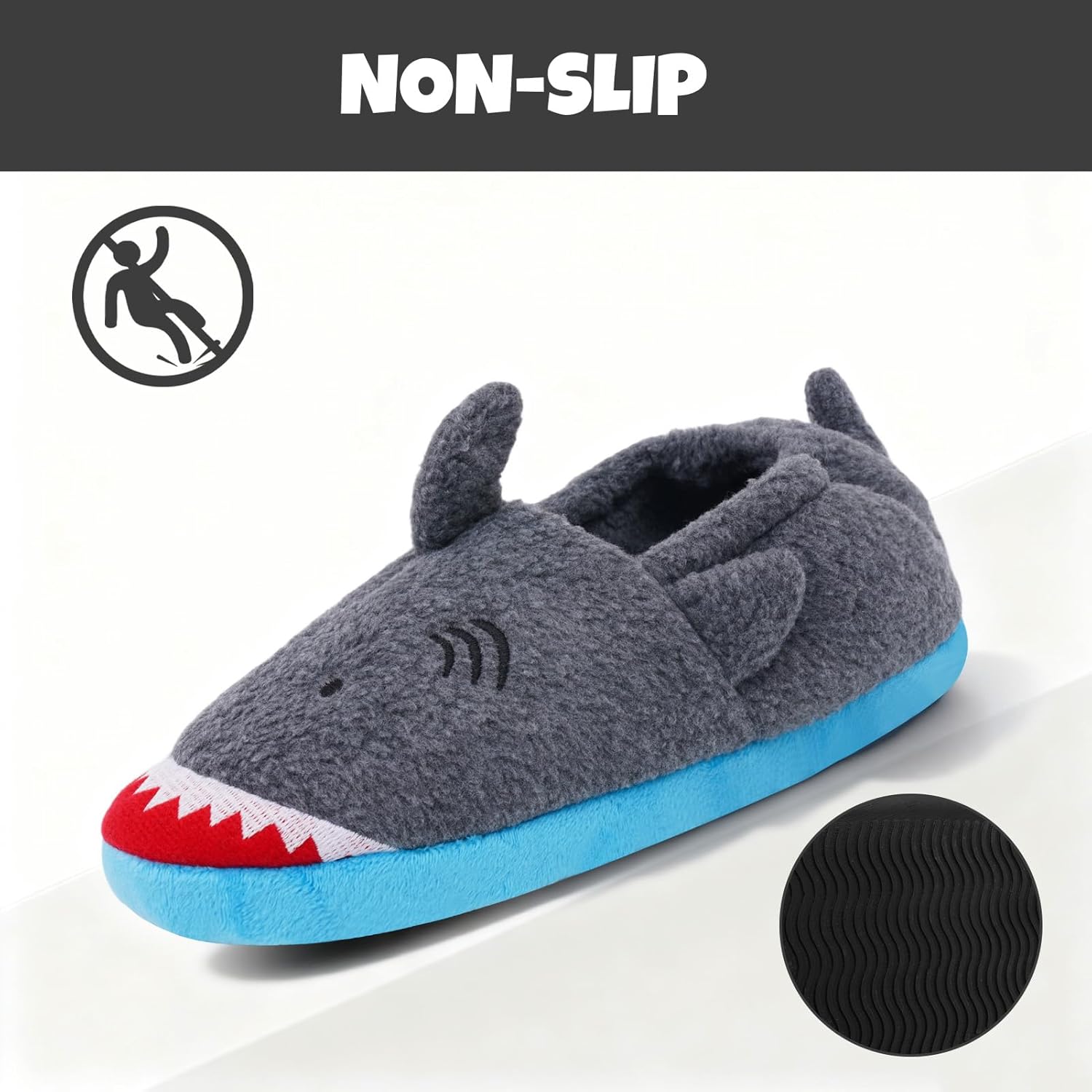 Little Kids Big Boys House Slippers, Kids Warm Slip On Home Slippers with Soft Memory Foam Cute Winter Nonslip Indoor Shark Dinosaur Soccer Dog Slippers - Image 5