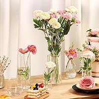 Vista 5 de Fixwal 4 piezas de jarrones cilíndricos de vidrio transparente, jarrones cilíndricos de 4, 6, 8, 10 pulgadas de alto para centros de mesa, jarrones