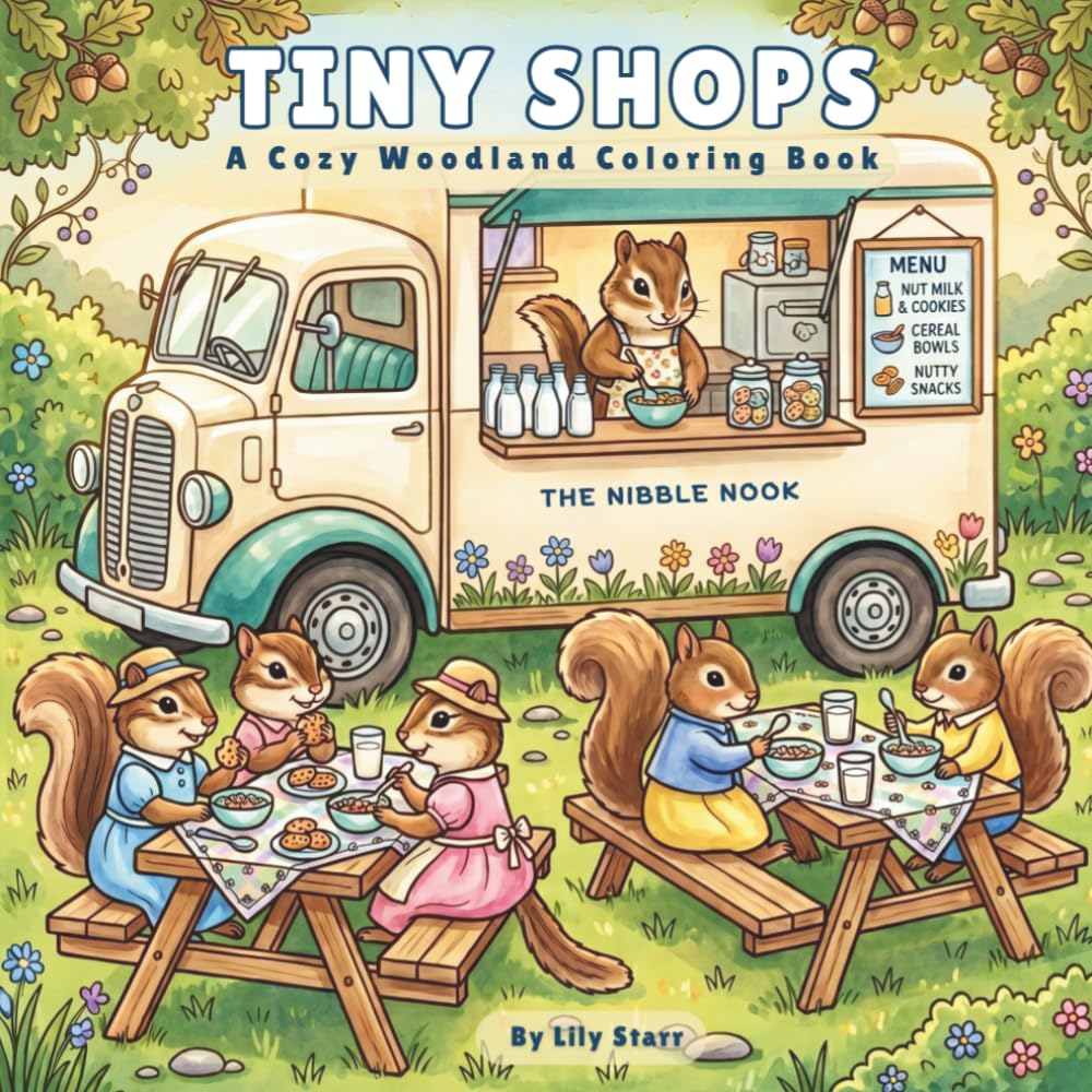 Tiny Shops: A Cozy Woodland Coloring Book