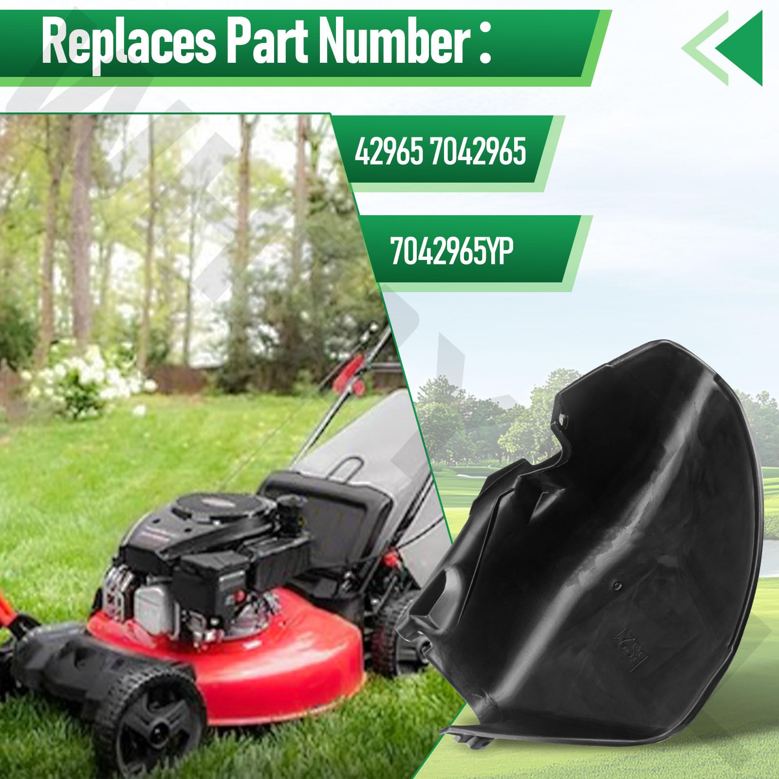 7042965YP - Protector deflector de cortacésped compatible con cortacésped Murray, B&S | Canal de descarga lateral para cortacéspedes de 21 pulgadas