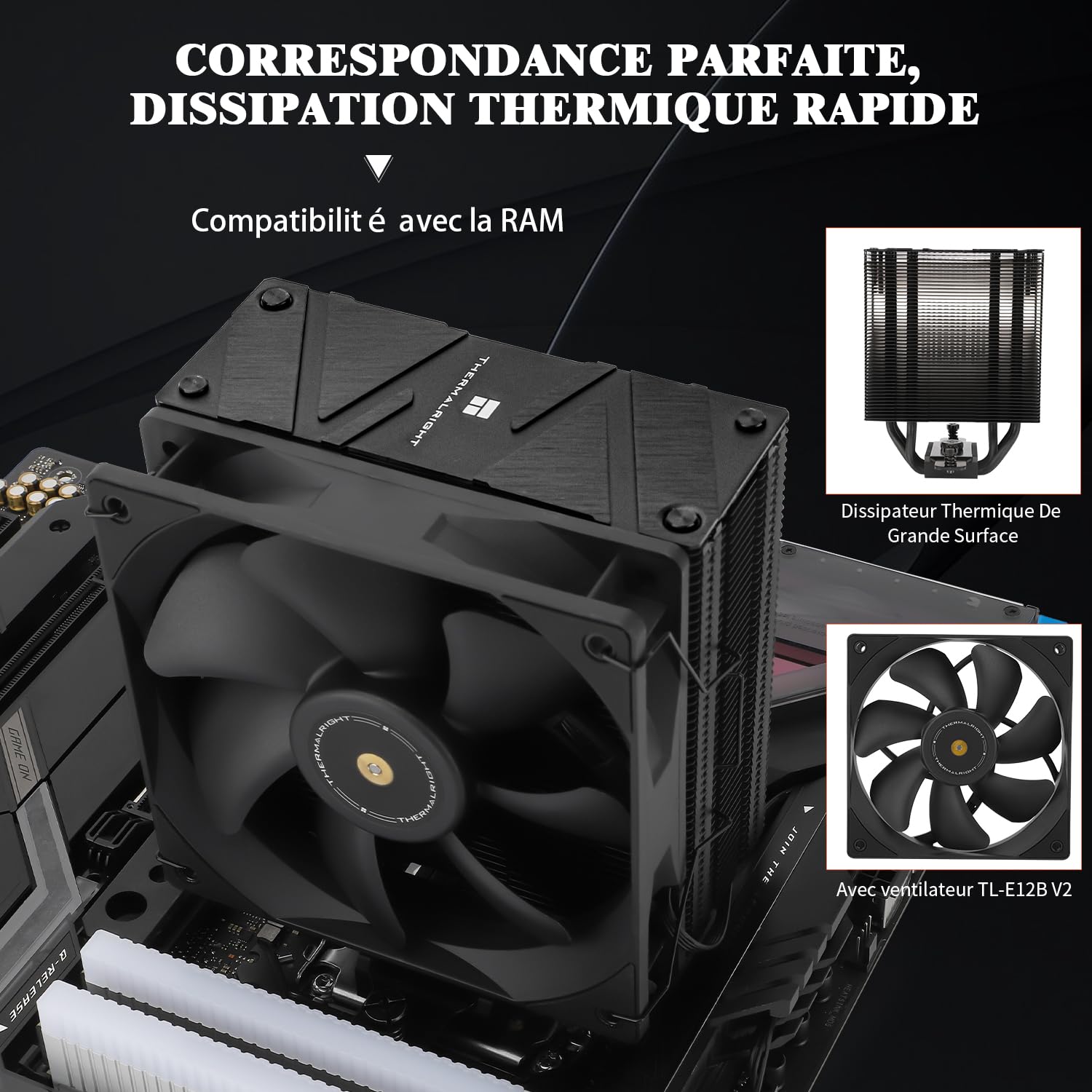 Thermalright Assassin Spirit 120 EVO Dark CPU Air Cooler, velocidad de 1850 rpm, 4 tubos de
