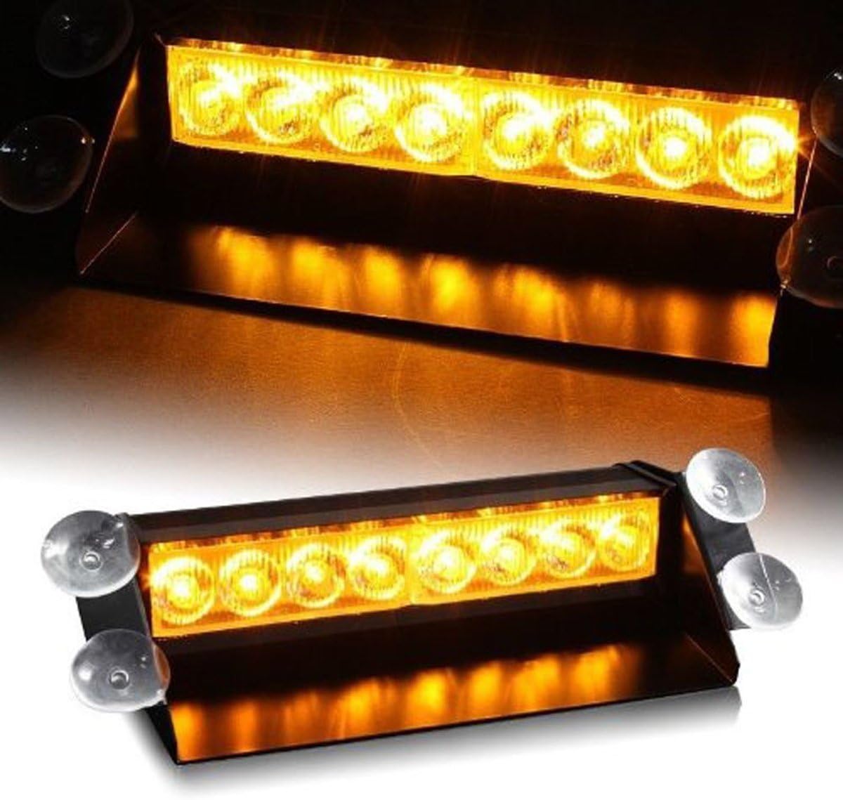 Anzene8 LED 12V Windshield Warning Light Dashboard Interior Car Truck Emergency Strobe Flash Light (Yellow)