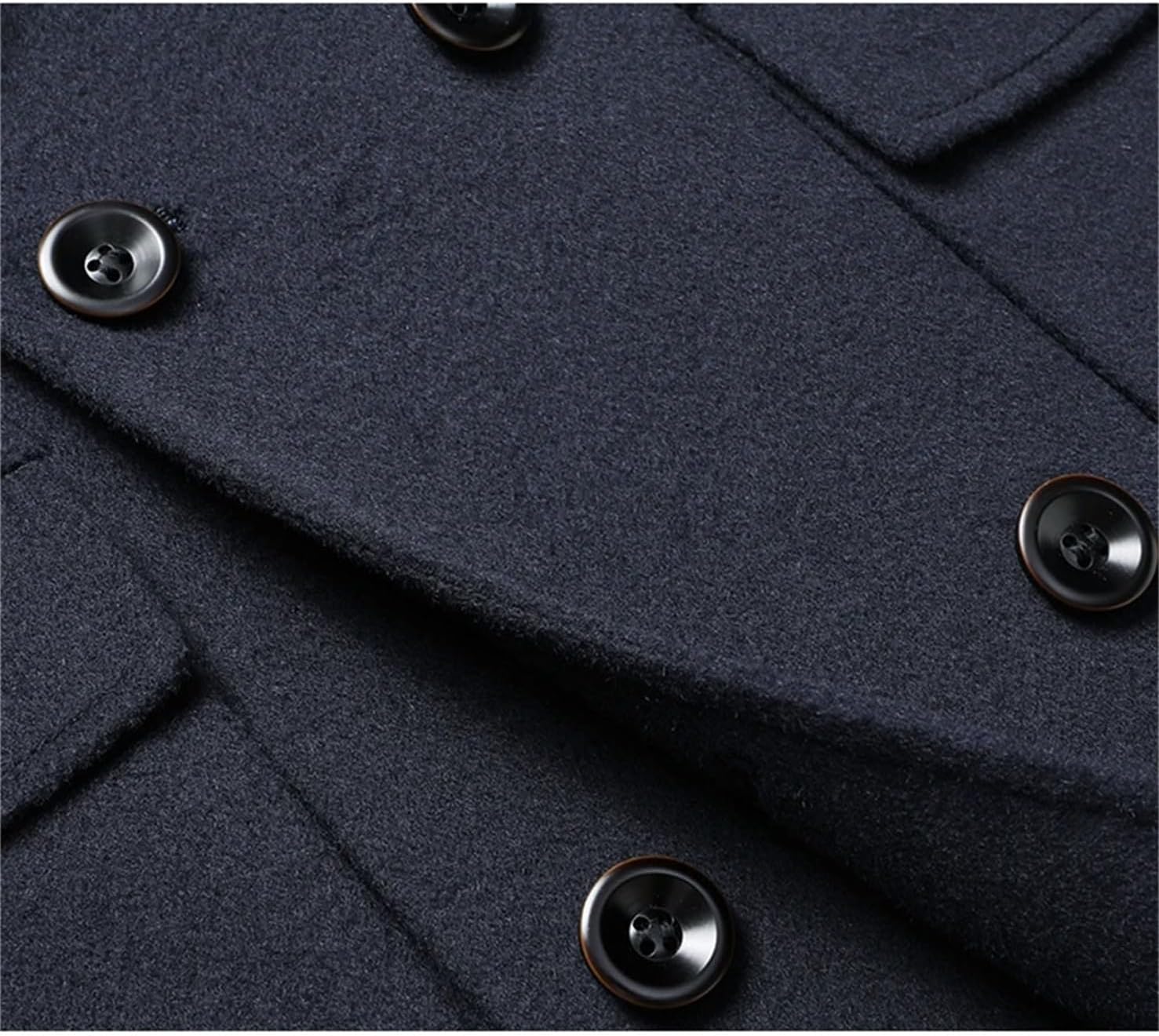 Mens Wool Coat Mid-Length Double-Sided Woolen Trench Coat 90% White Duck Down Liner Winter Jacket