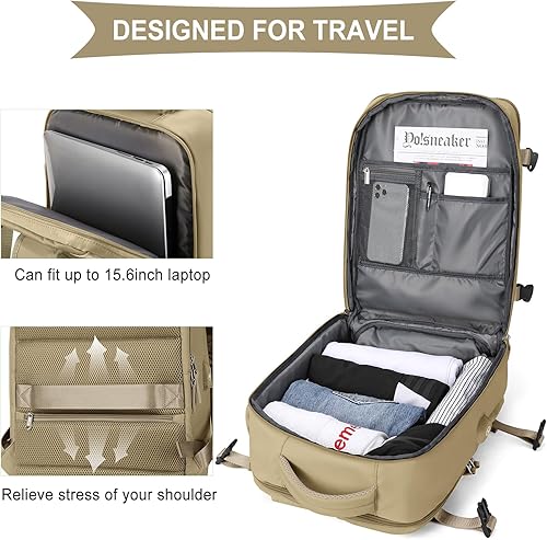 Miniatura 5 de WONHOX Mochila de viaje grande para computadora portátil aprobada para el vuelo, mochila de negocios para mujeres y hombres Mochila de Viaje