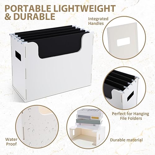 Miniatura 9 de Archivo de escritorio portátil, asas laterales, organizador de archivos, carpetas de archivos colgantes, tamaño carta para escuelas, oficina y hogar