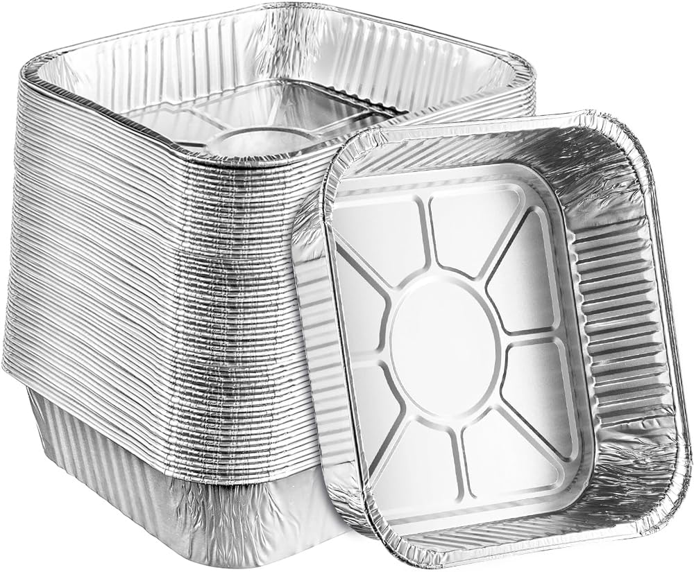 Thickened Disposable 8'' X 8'' Inch Square Aluminum Foil Pans Baking Cake Pans for Air Fryer Toaster Oven Cake or Brownie Dish (60)