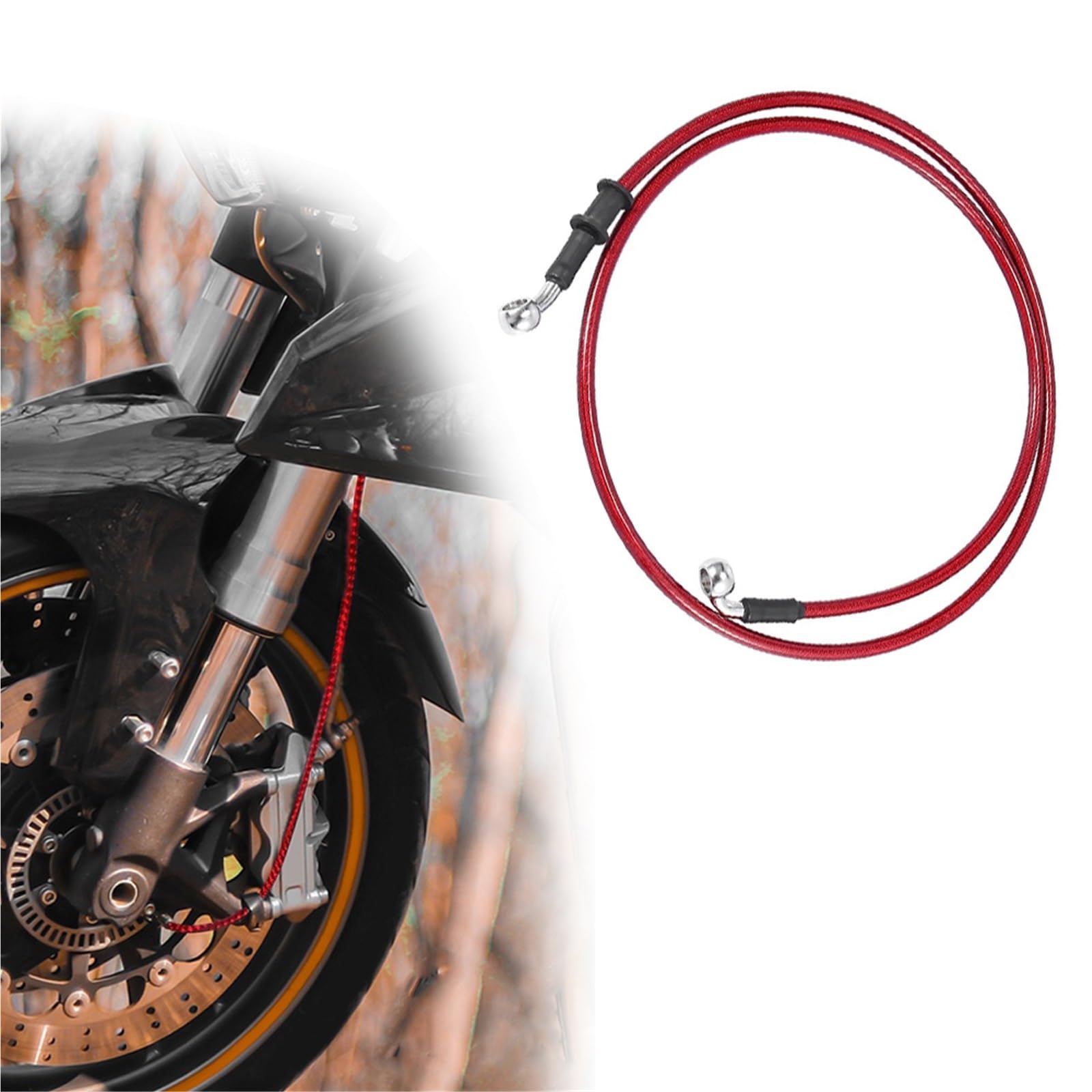 Shqxd Black- Silver Hydraulic Brake Hose Universal 40Cm Motorcycle Red Hydraulic Reinforced Stainless Steel Braided Line Pipe Brake Clutch Oil Hose(140Cm)