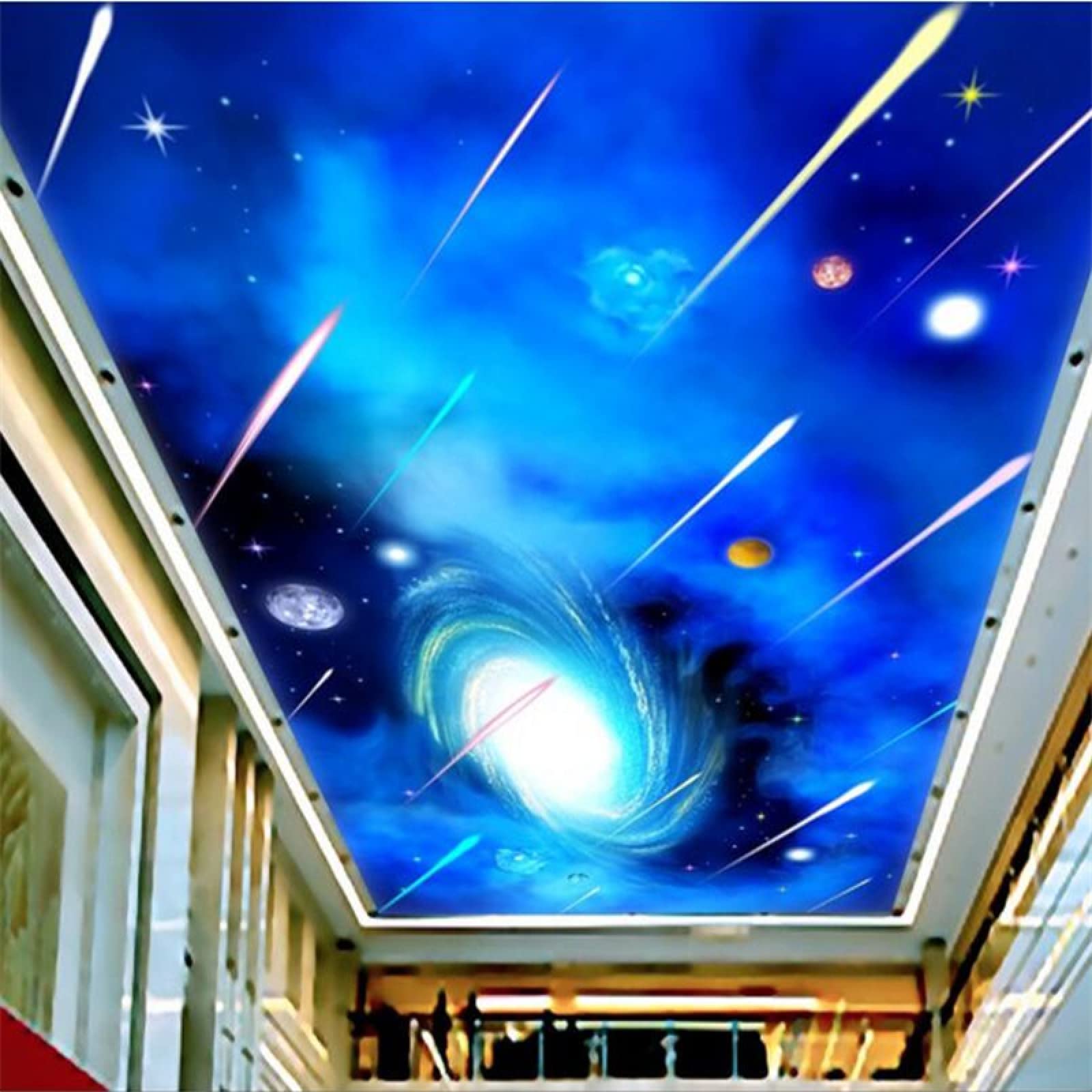 Papier peint bleu galaxie 3D grand format pour plafond de chambre et salon