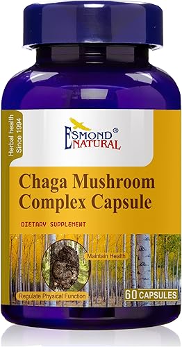 Esmond Natural Paquete de 5 complejos de hongos Chaga (apoya el sistema inmunológico, la concentración, la claridad, la memoria. Gran fuente de