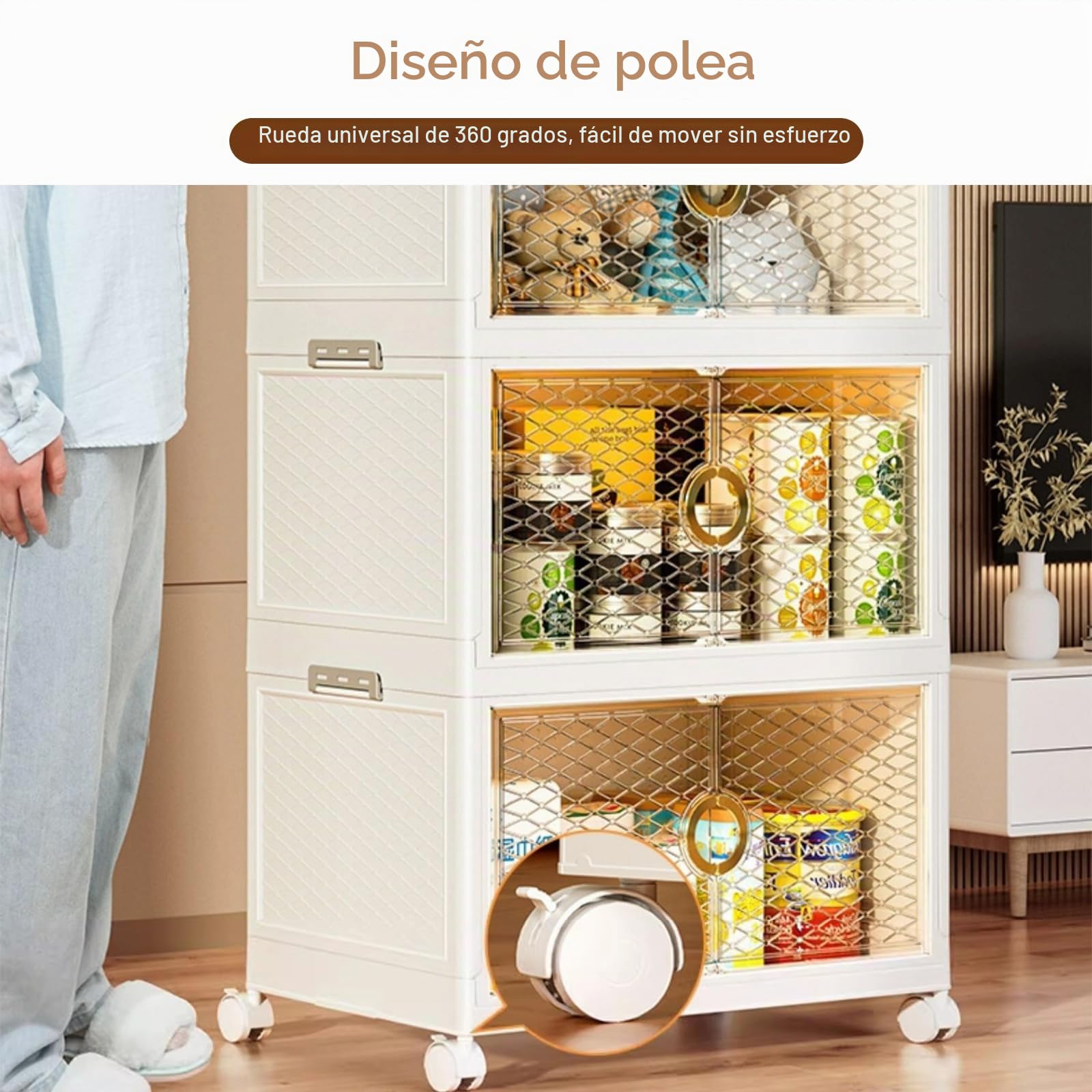 Ergocar Caja de Almacenamiento Plegable, Apertura Doble, Alta Capacidad Cajas de Almacenamiento de Plástico, Cajas de Almacenamiento Apilables con Tapas, para Dormitorios, Salas de Estar