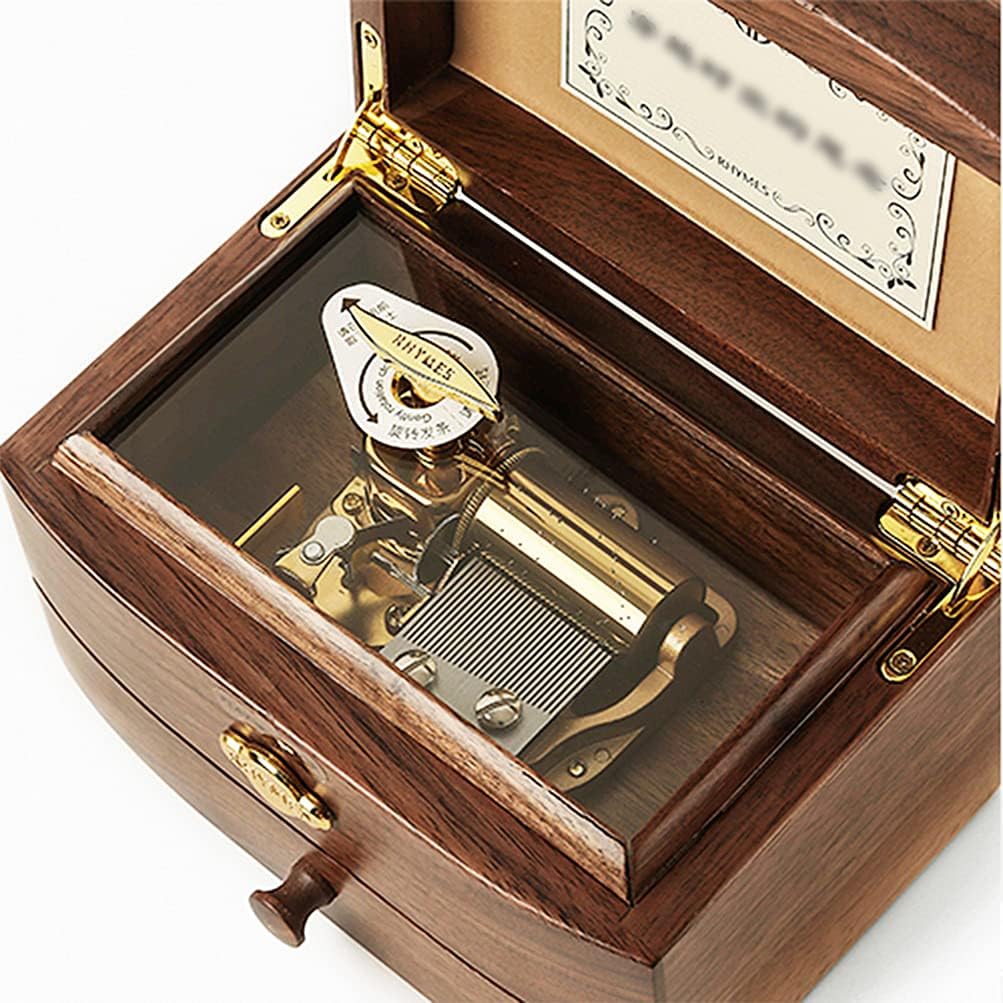 SOFTALK Wooden Music Box RHYMES High-end Collectible Musical Boxs Gifts for Christmas,Birthday Valentine's Day (30 Note Single Layer Music Box, Tune ; River Flows In You)