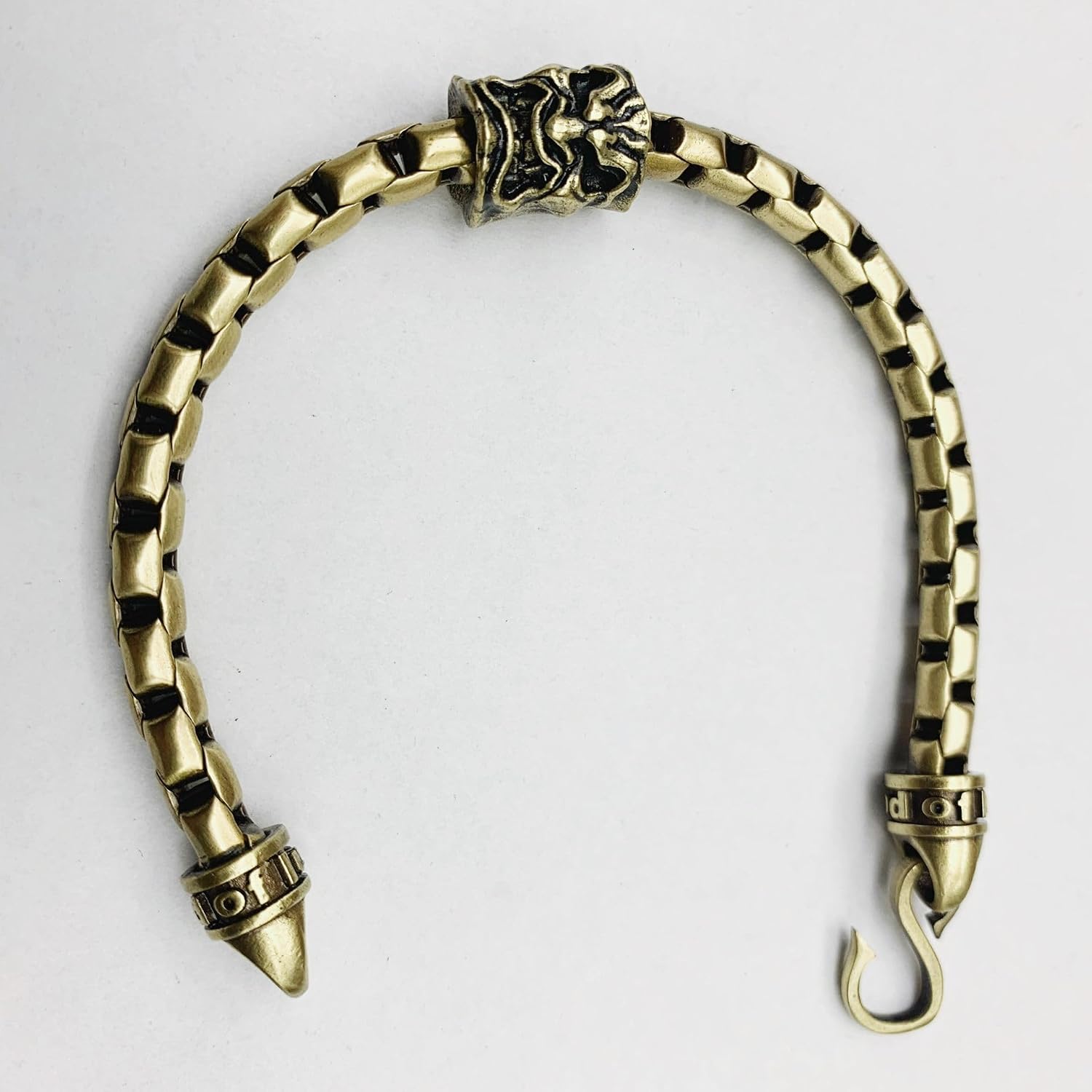 Solid Brass Link Chain Bracelet - Vintage Antique Handmade Cuff Fashion Bangle Jewelry for Men & Women, 220mm(8.66inch)