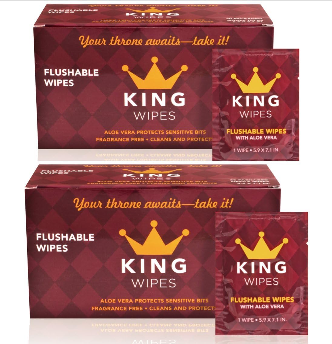 KING Flushable Wipes with Aloe Vera | 2 Pack