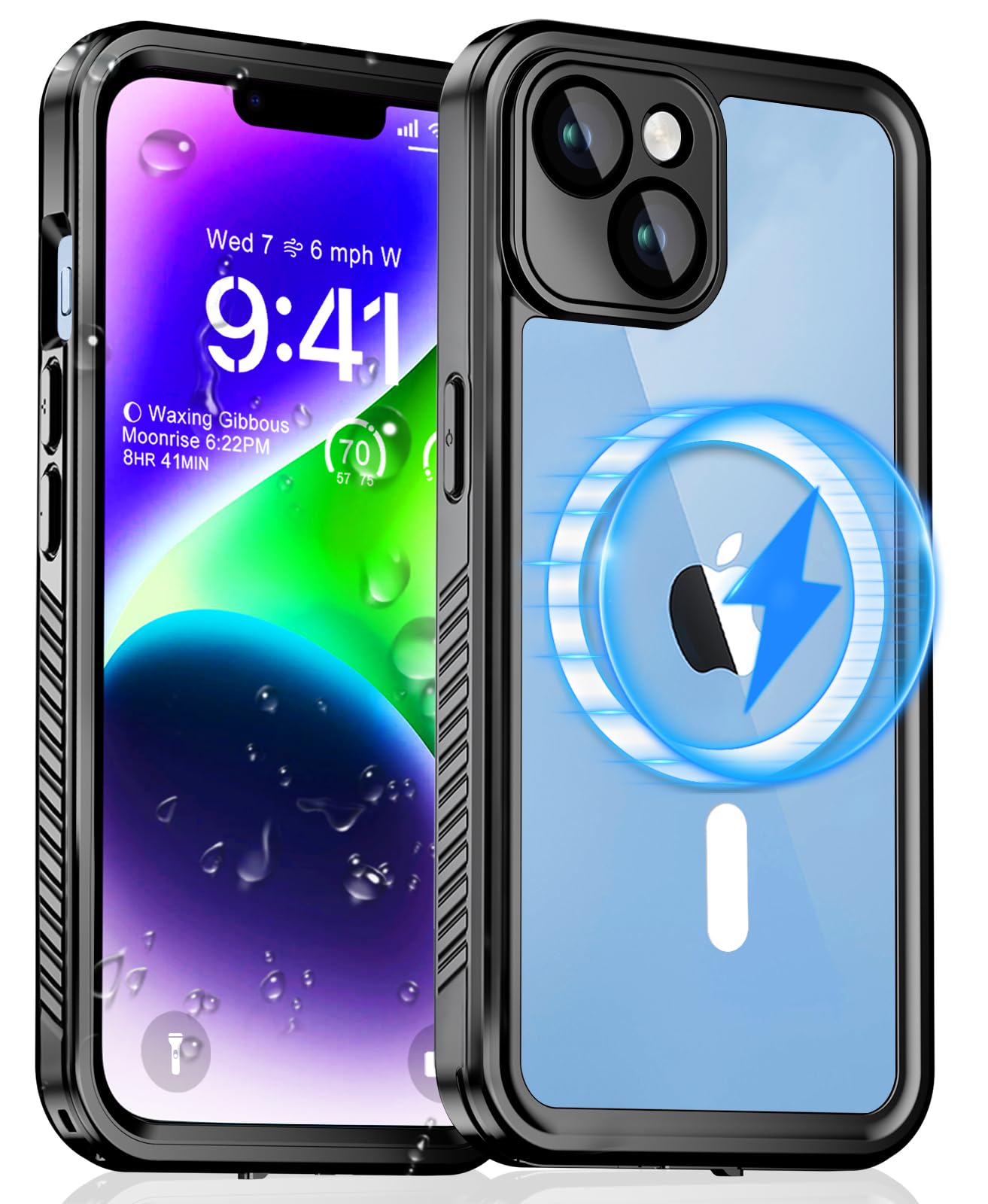 Unitedtime for iPhone 14 Case Magnetic Waterproof with Built-in Screen Protector,Compatible with MagSafe Shockproof Dustproof Heavy Duty Full Body