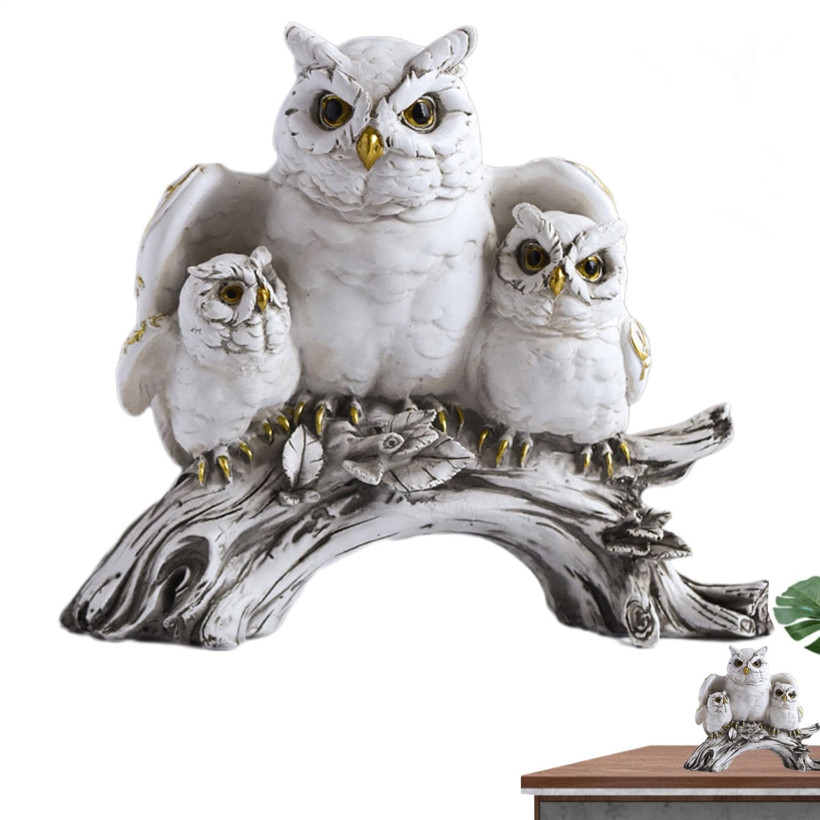 Sculpture de hibou en résine 12x7x15 cm moderne pour déco maison