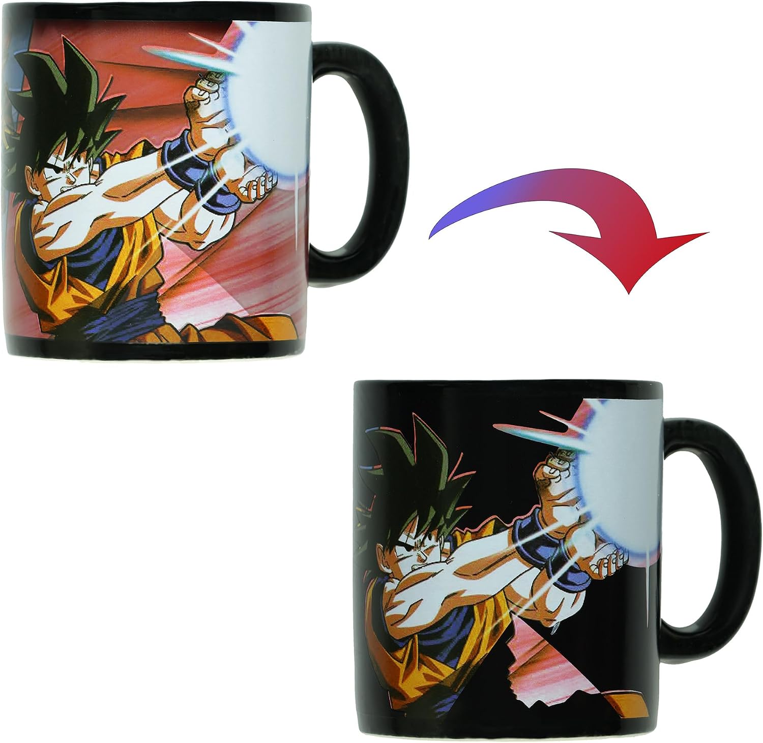 Dragon Ball Z Coffee Cup Goku Super Saiyan Ceramic Heat Change Mug, 16 oz