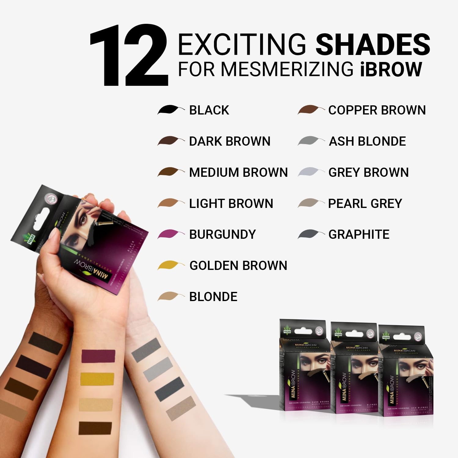 MinaiBrow Light Brown Brow Tinting Powder with Duo Angled Brush | Water & Smudge Proof Instant Dye, 100% Gray Converge - Image 8