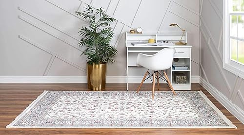 Miniatura 3 de Unique Loom Narenj Collection - Alfombra rectangular de 8 x 10 pies, color marfil y azul