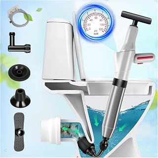 High Pressure Toilet Plunger Heavy Duty, Air Drain Blaster with Real-Time Barometer, Drain Clog Remover Tool, Powerful Sink Plunger for Bathroom Kitchen Toilet Clogged Pipe