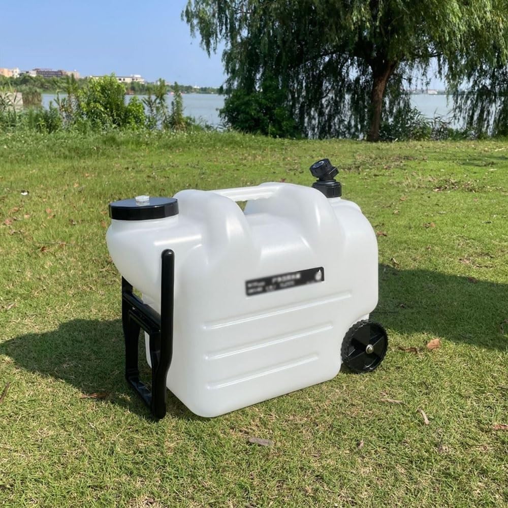 Portable Water Tank Wheels and Spigot, 7.4 Gallon, Water Storage Containers, Rolling Camping Water Jug for Camping, Hiking, BBQ, Picnic