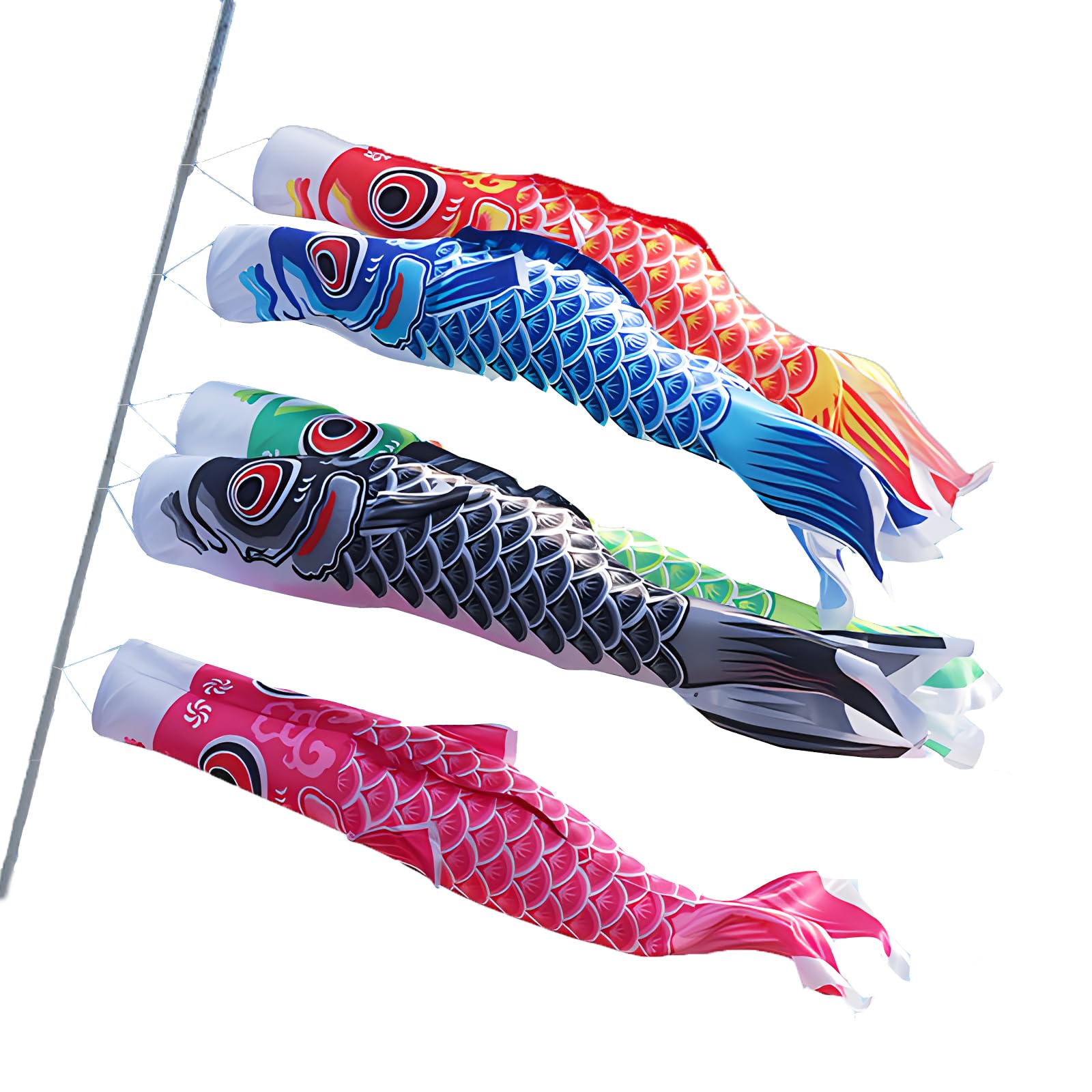Amazon | 鯉のぼり 5匹セット 伝統的な 日本の節句飾り カラフルな