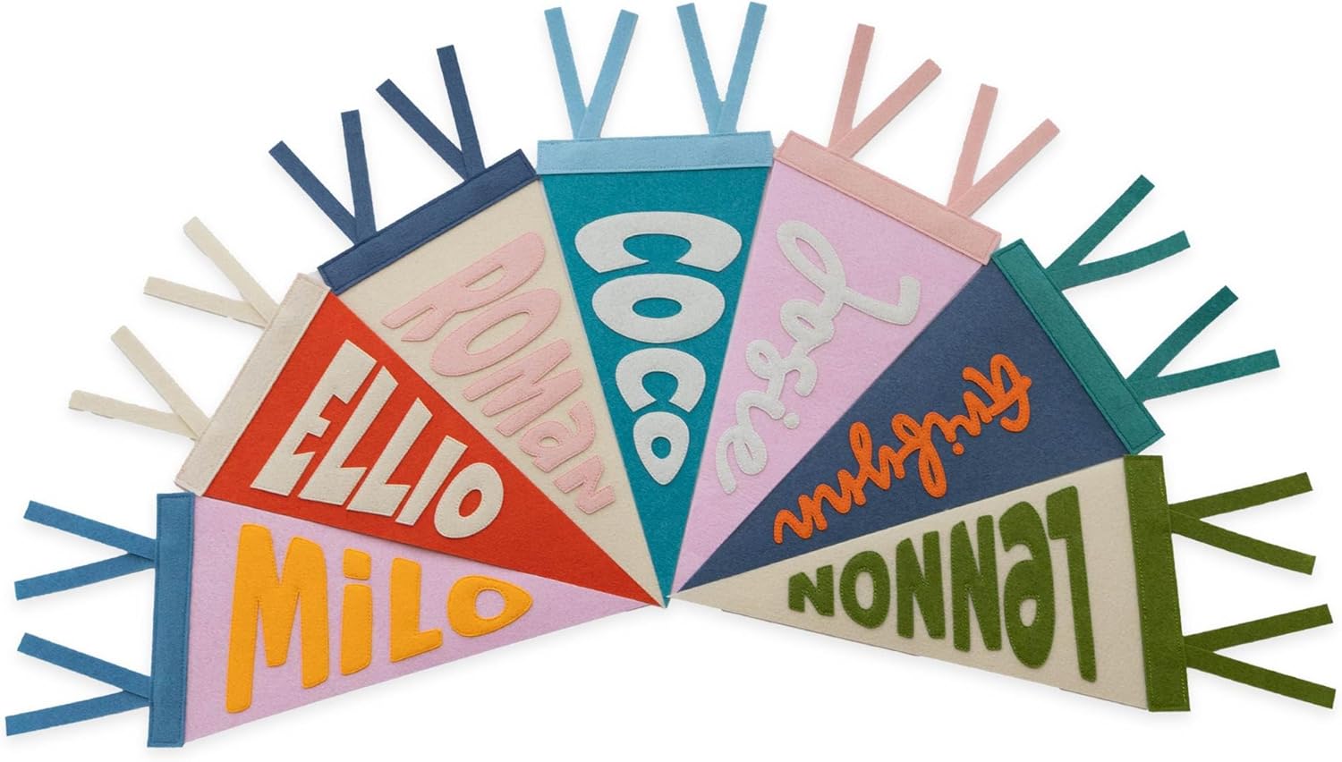 Rosanbella Personalized Name Pennant | Baby Boy Girl Nursery Room Flag Banner | Holiday Birthday Mother's Day Baby Shower