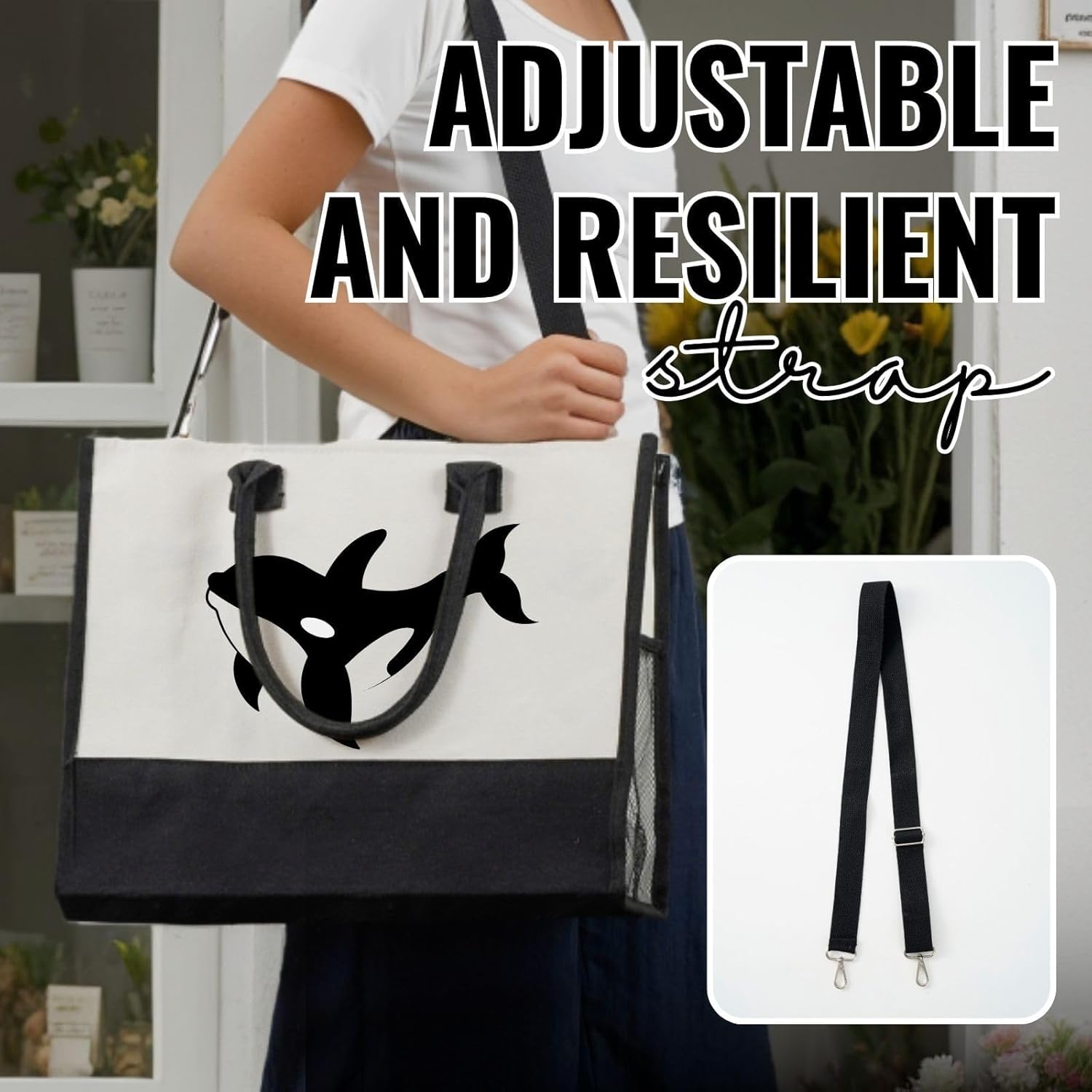 InnoBeta Orca Gifts for Women, Orca Whale Themed Tote Bag with Makeup Pouch Set, Gift for Whale Lovers on Christmas, Birthday - Image 4