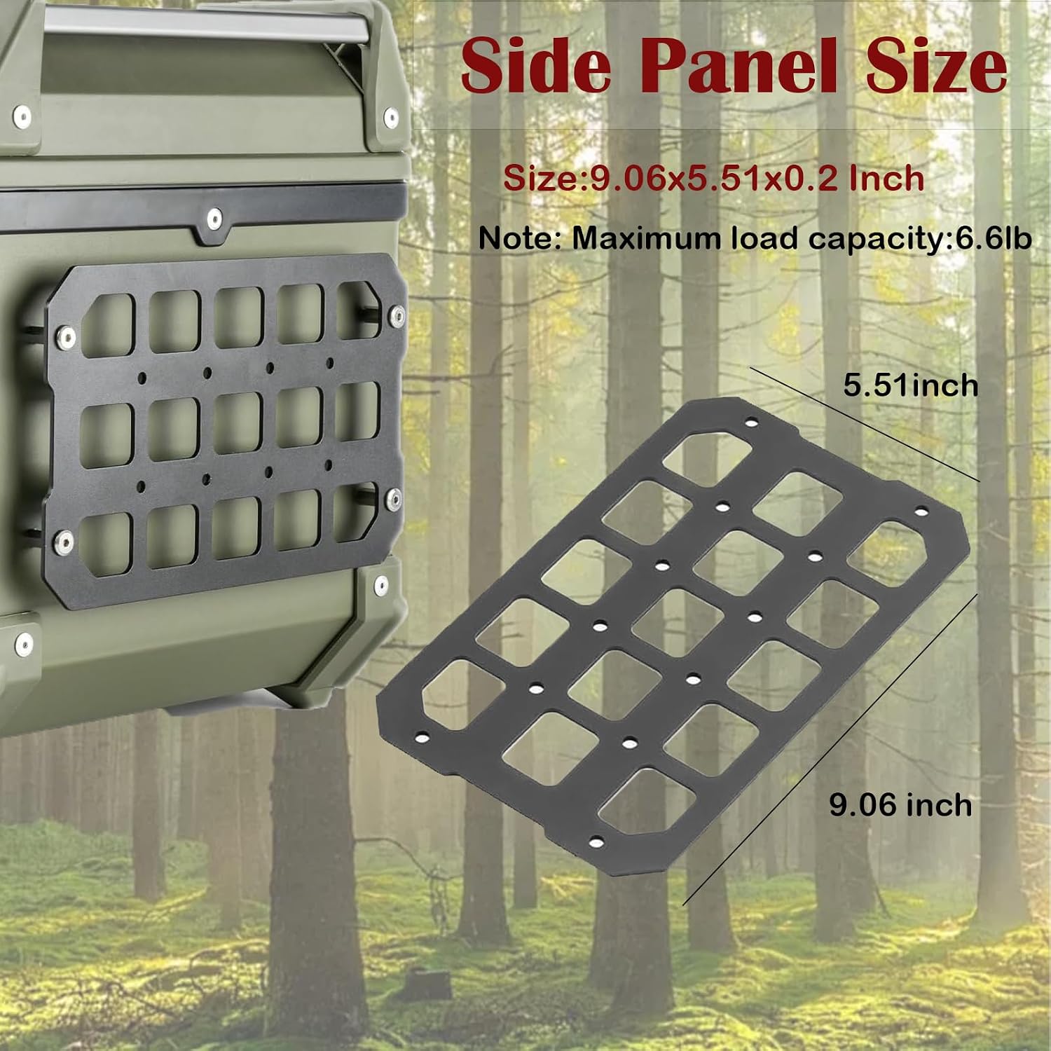 Rigid MOLLE Panel for Motorcycle Top Case, Aluminum Tail Box Side Tactical Gear Rack Truck Mount Panels Equipment Accessories Compatible with Vehicles Car Headrest Organizer Pouch Tool Bag