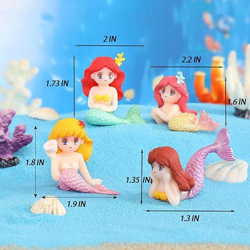 Miniatura 3 de 4 piezas de decoraciones de pecera de sirena, grandes decoraciones de acuario, accesorios interesantes para peceras, figuras de sirena en miniatura,