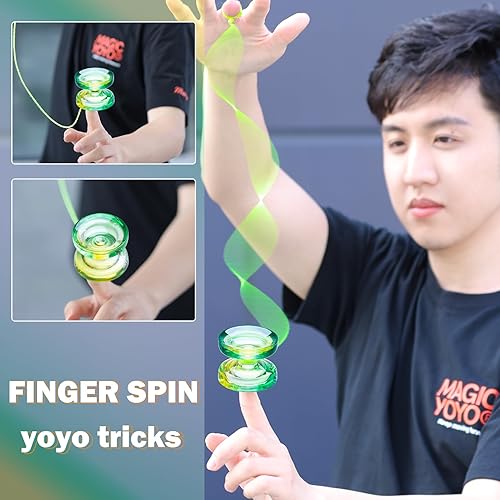 Miniatura 9 de Crystal Yoyo K2 Responsive Yoyo para niños, Yoyo profesional que no responde para avanzados, yoyos para adultos y principiantes con 12 cuerdas de Yo