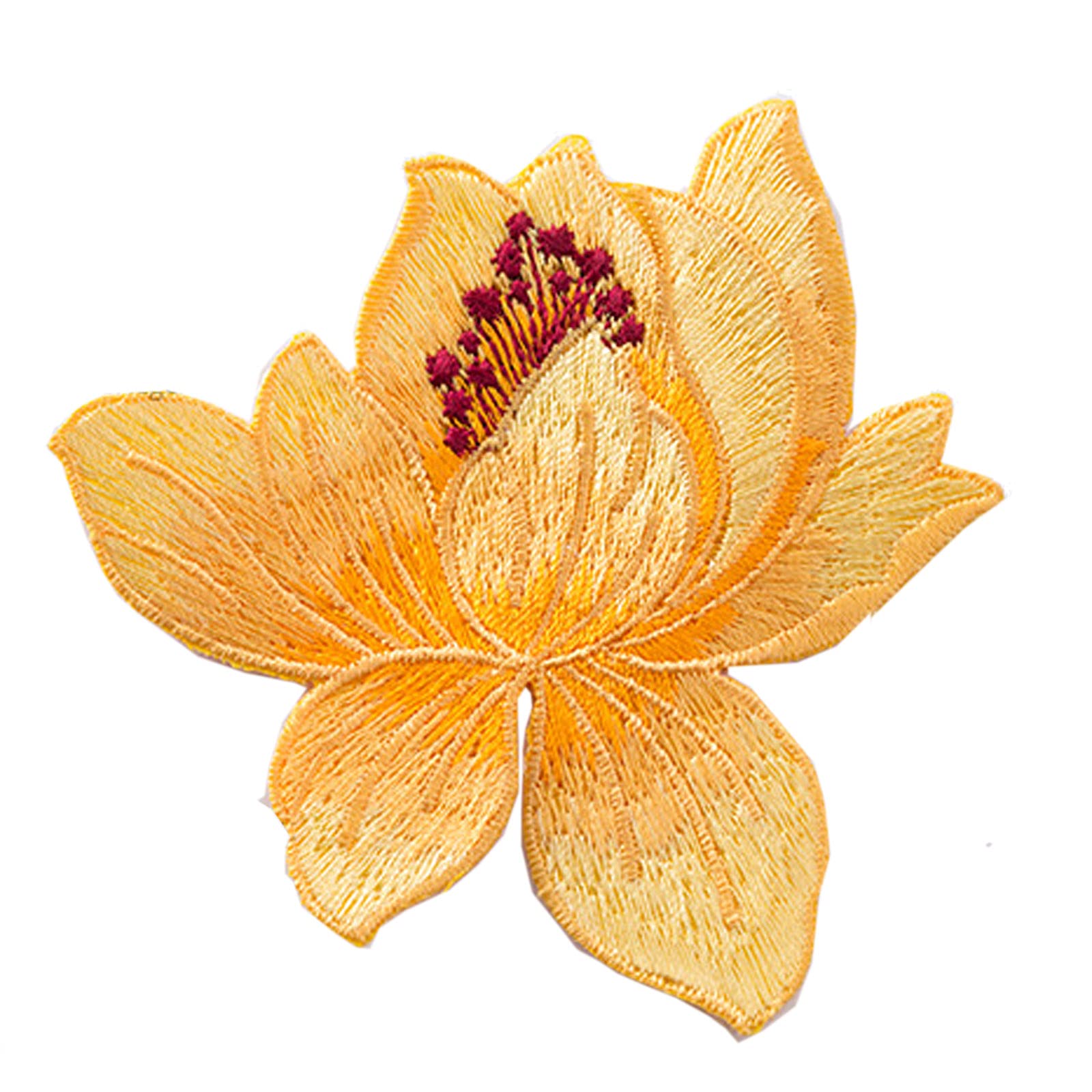 Lotus Flower Applique Embroidered, Sew Iron on Patch Clothes Craft Accessory (Yellow)