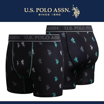 U.S. POLO ASSN. Mens Boxer Briefs 4 Pack Soft Stretch Underwear with Pouch