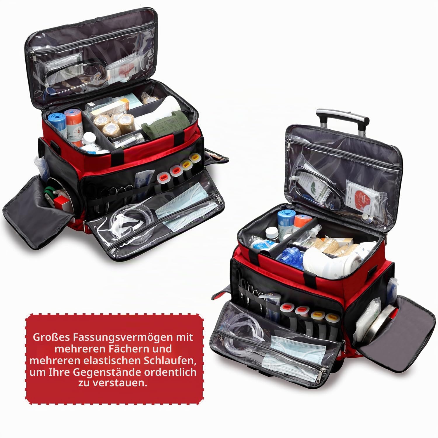 Medizinische Tasche mit Rollroller, Trolley, für Krankenschwestern, EMT CNA RN, leer, für Erste-Hilfe-Hilfe, Zuhause, Gesundheitswesen, Krankenpflege, Studenten, Rolltasche, Handgepäck, Rollen, Arzt