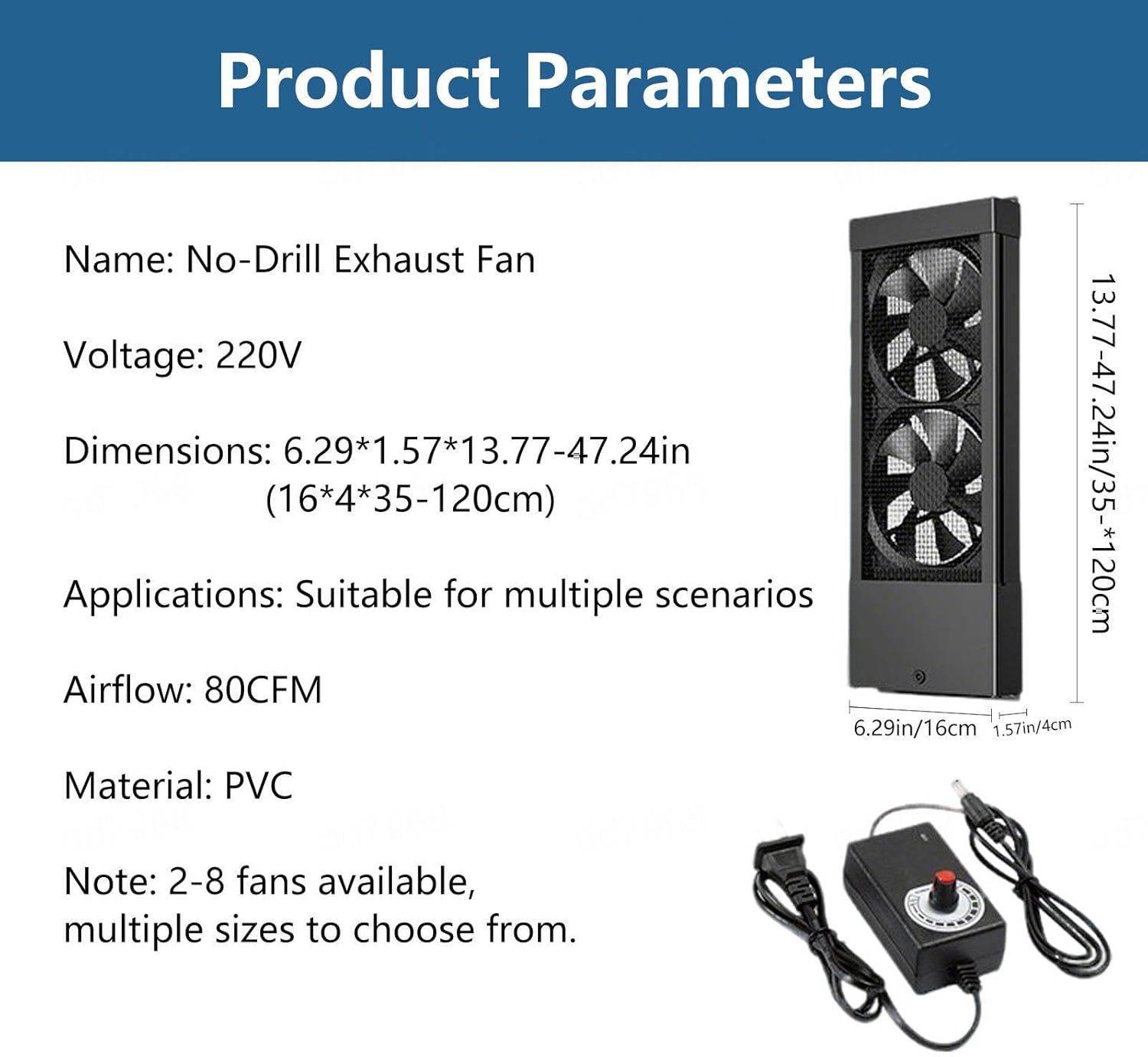 Window Exhaust Fan for Sliding Windows, Adjustable Speed Window Vent Fan, Window Exhaust Fan for Bathroom No Need to Drill Holes embedDed Installation,31.50-33.46in(80-85cm)
