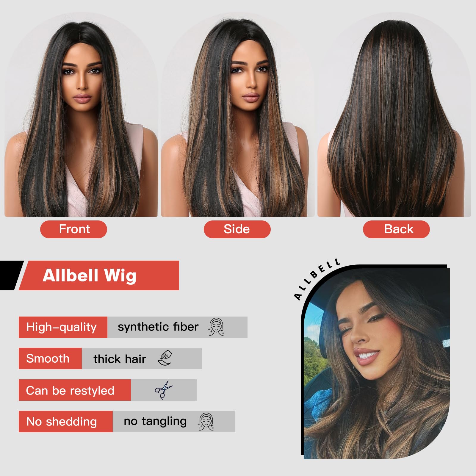 Amazon.com : Allbell Brown Wigs Long Black Wigs for Black 