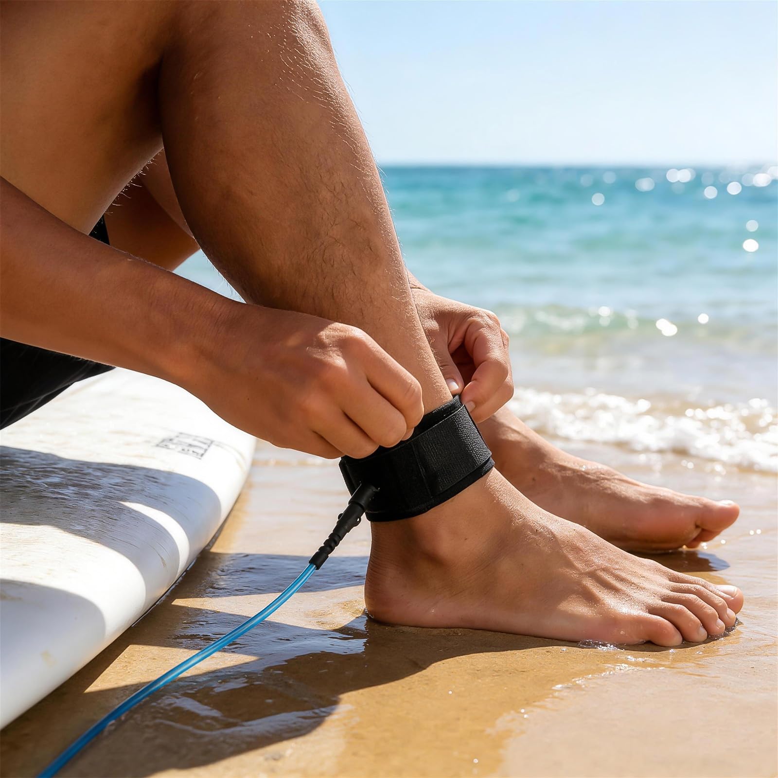 Surfboard Leash 6 FT, Surfbrett-Leinen Gerades Seil mit Doppelte Rotierendem Edelstahlkopf für Stand Up Paddle Board und Surfboard - Blau