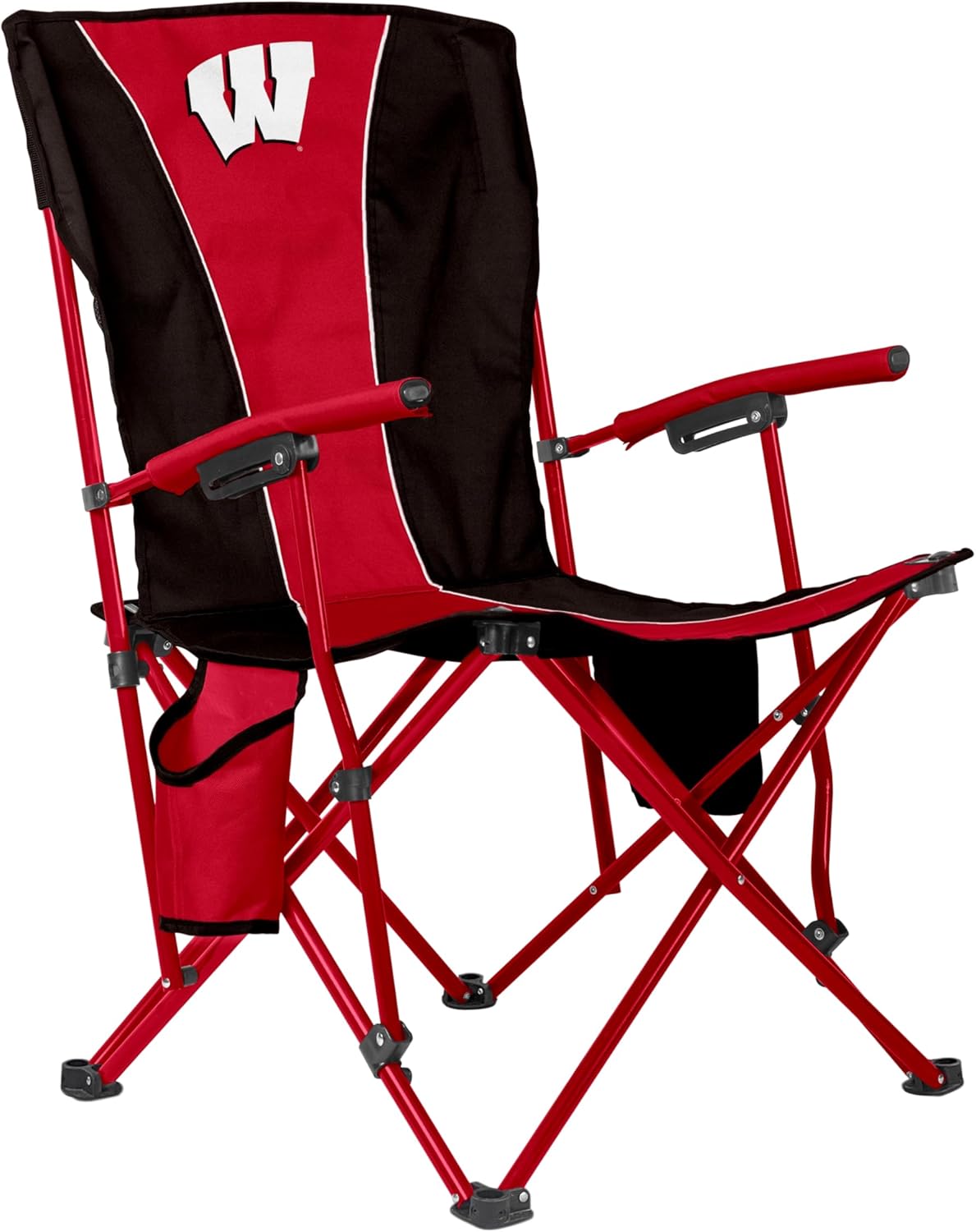 FANMATS NCAA Wisconsin Badgers Hard Arm Chair – Steel Frame with Double Layered Polyester | Team Color | Mesh Cup Holders