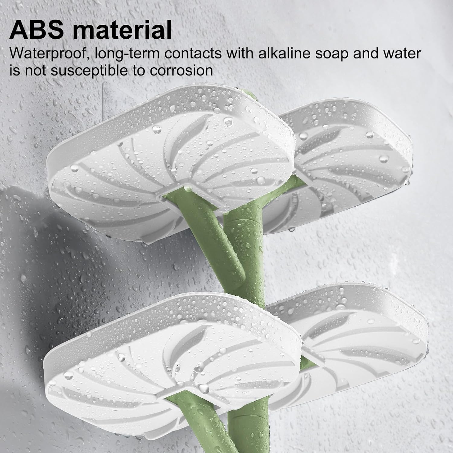 Soap Holder Four Layer Wall Mounted NO-Drilling Rotatable Self-draining Removable Soap Dish for Shower Bathroom Tray,Self Draining Sponge Holder,Razor Holder（White/Green） - Image 5